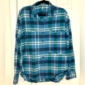 Free people Green Plaid Long Sleeves Women’s Shirt Size S